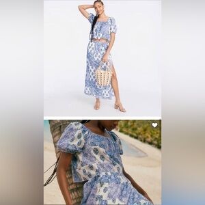 J. Crew women’s Side-slit maxi skirt Sz XL NWT patchwork print vacay coastal